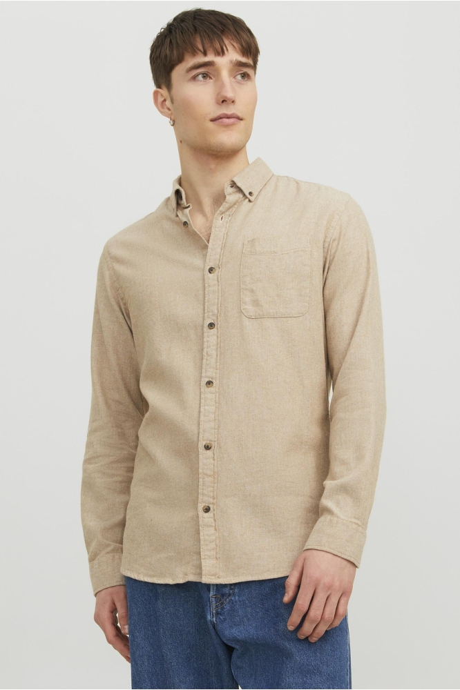 JJECLASSIC MELANGE SHIRT LS SN 12235974 Oatmeal